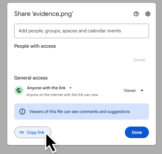 Copying the link