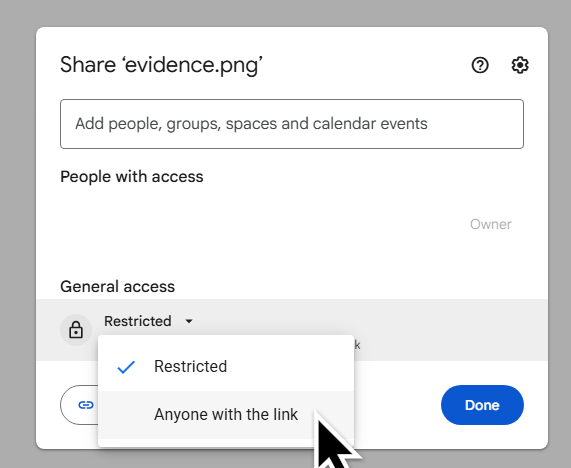 Selecting anyone with link