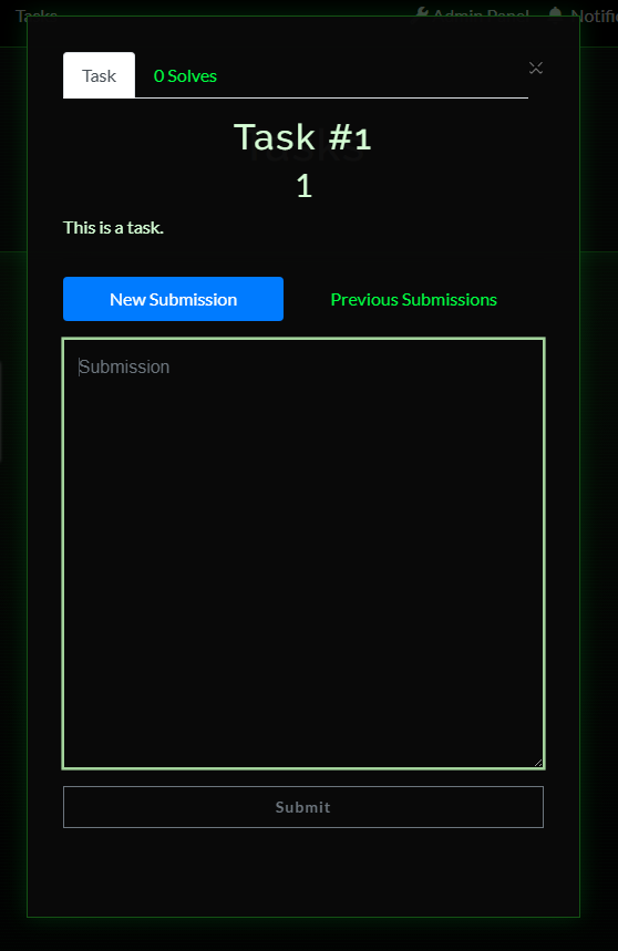 Task dialogue box with textbox